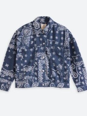 We The Free Opal Swing Bandana Print Denim Jacket Sz Small by Free People NEW!